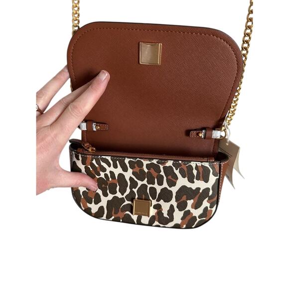 NWT Tory Burch Emerson Printed Top Handle Crossbody In Leopard Print Chainlink - Picture 6 of 15